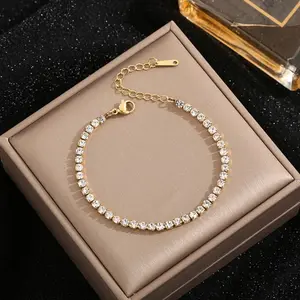 [Tiara] Gelang Titanium Wanita Rantai Zircon Baris Multiple of Diamonds Bracelet GLT-10