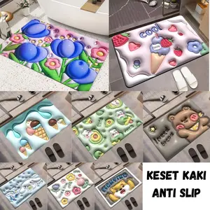 HL0550 Keset Kaki Diatomite Motif Gambar 3D Keset Kaki Kamar Mandi Dapur