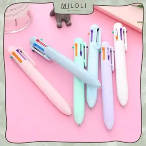 [MILOLI] 1pcs 0,5mm PEN MACARON 6 COLOR Ballpoint Pena Multi-color Pulpen Stationery - D0058