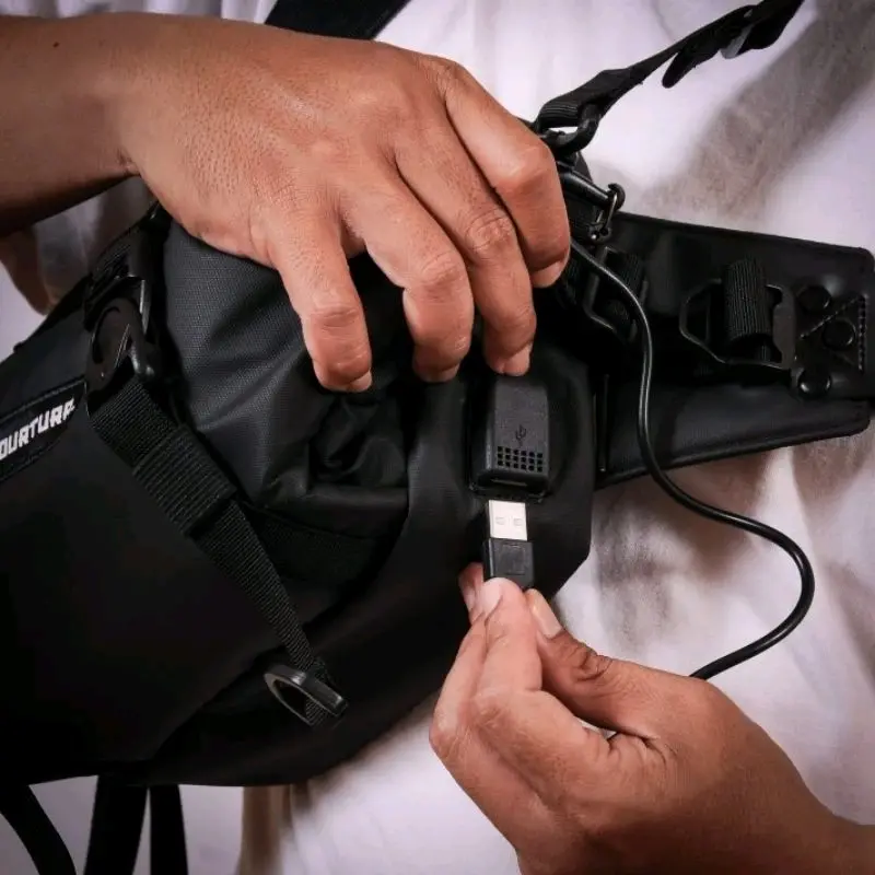 EVOURTURA Tas Premium Anti/Tahan Air Waistbag Waterfroop Hitam Tas Pinggang Pria tas Slempang Pria/Cowok Dewasa/Remaja Slingbag [Dexter] 2
