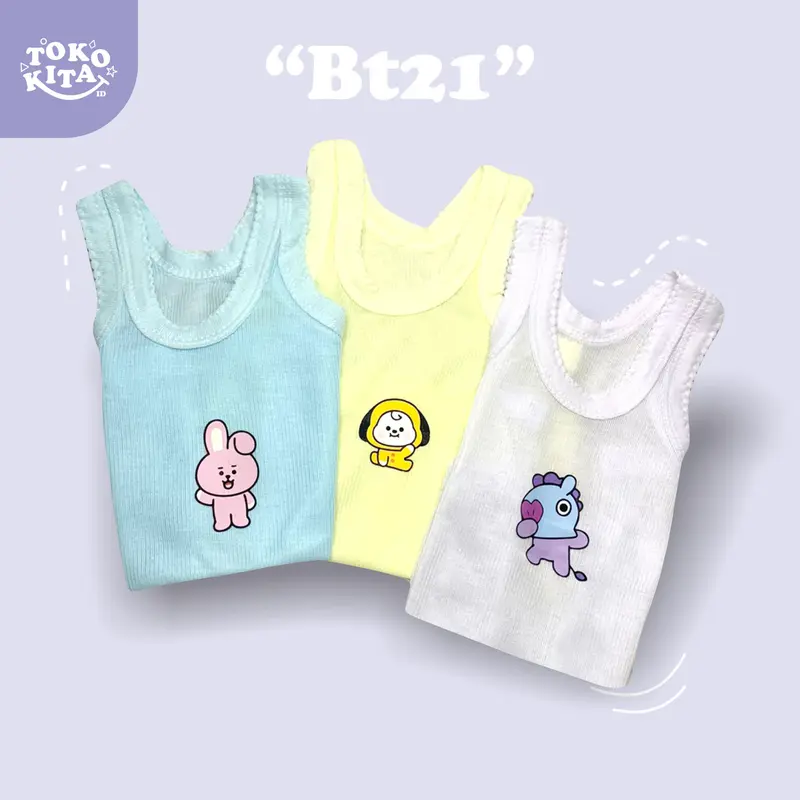 Kids Fashion - Kaos Dalam Anak - Singlet Anak Perempuan 3pcs Motif Karakter Frozen Lucu 3