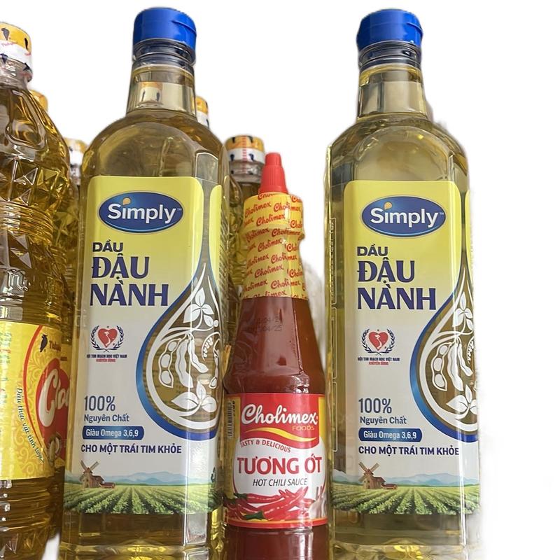 Combo 2chai dầu simply + chai tương ớt Dầu Ăn bột chiên dầu ăn dầu ăn cooking oil dầu ăn