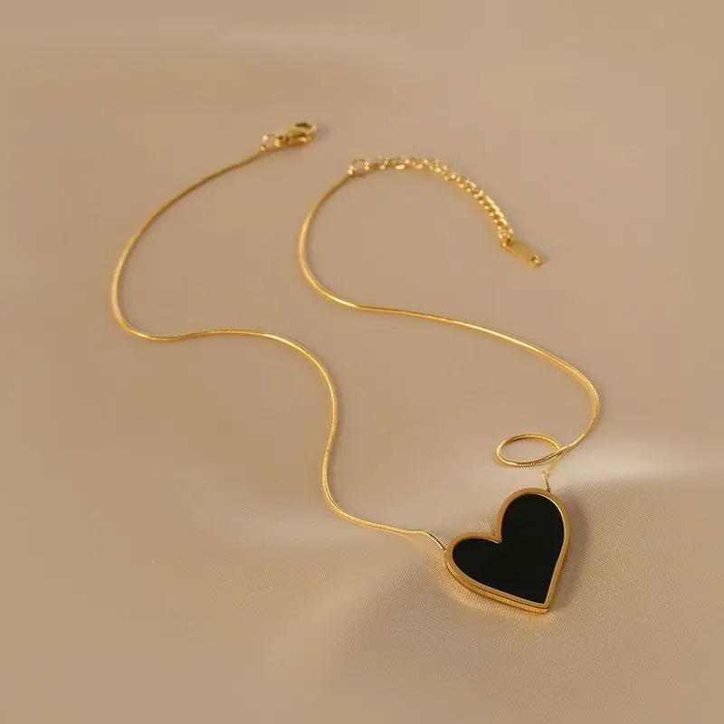 Kalung Wanita Titanium Warna Emas Liontin Love Hitam Model Terbaru 2022 Kalung Wanita Dewasa Titanium Asli