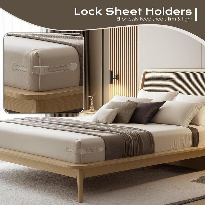 DIY Invisible Heavy Duty Bed Sheet Holder Non-slip with Lock Strips Sheet Holders Multifunctional Anti-shift Bed Sheet Clips Quilt Fixing Tool 6