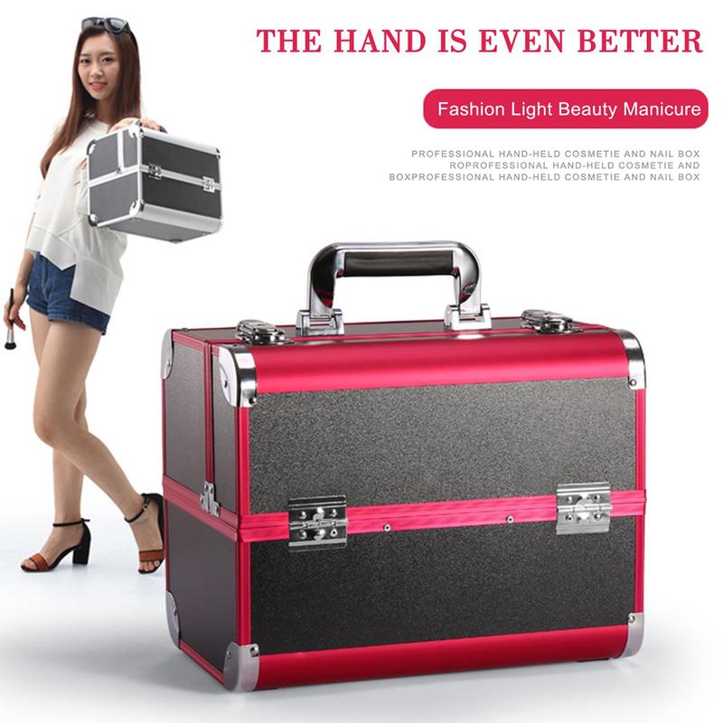 Product Introduction of Cosmetic Case, 1 Count Aluminum Alloy Material Makeup Tool Storage Box, Makeup Organizer for Girls, Cosmetic Organizer 3
