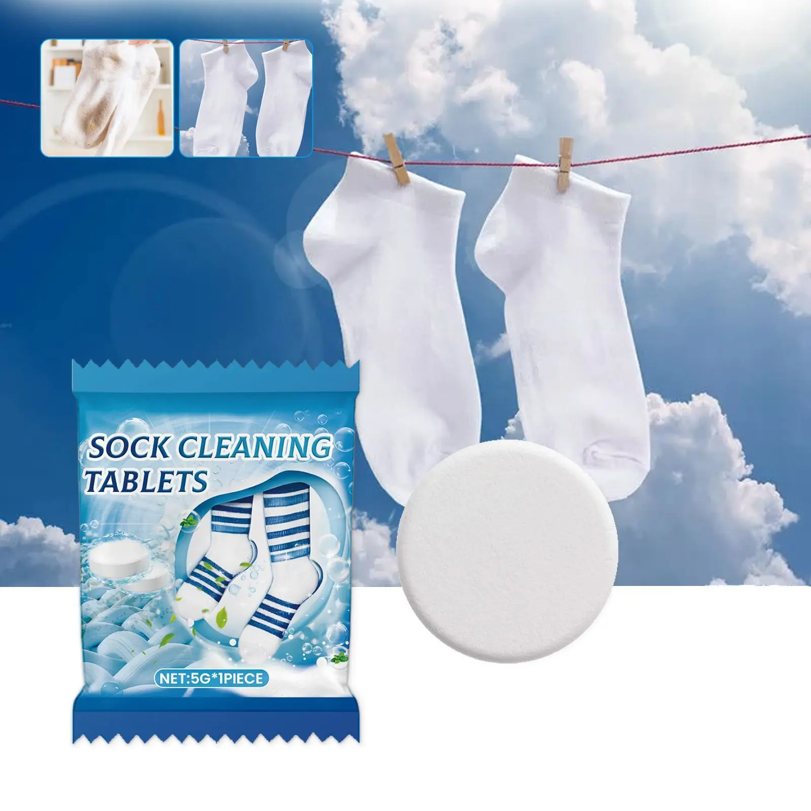 Sock cleaning sheet for cleaning socks with yellow stains, smooth and clean, and multifunctional cleaning sheet for stain removal