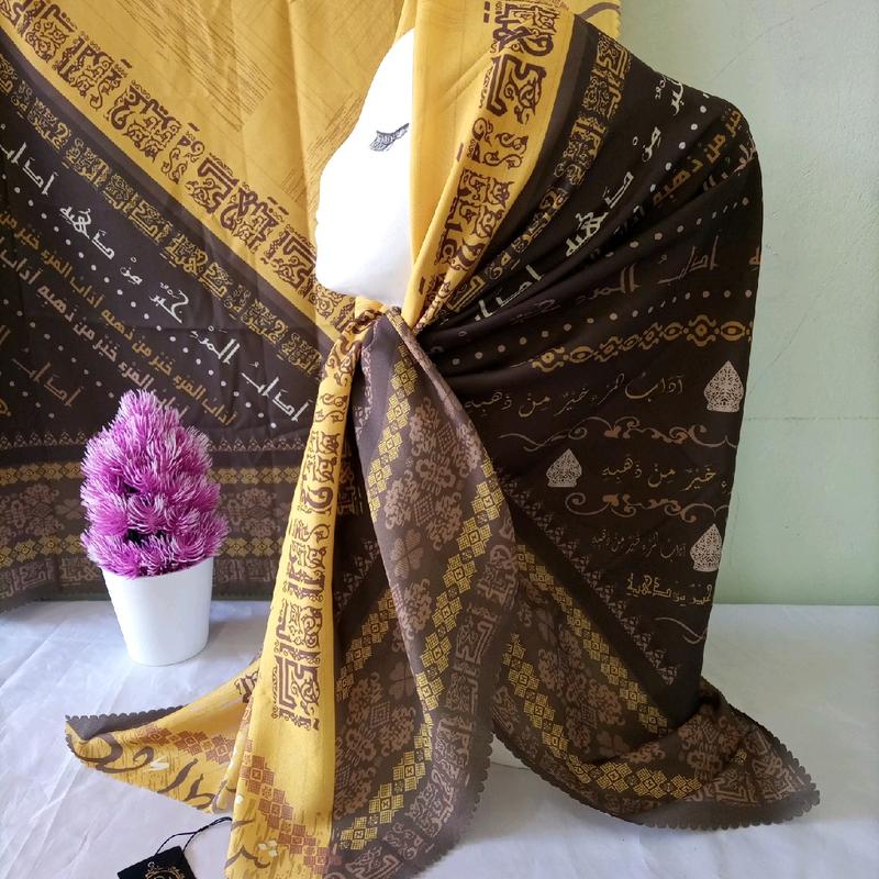 Kerudung Santri Tulisan Arab Mutiara Hikmah Jilbab Pesantren Santriwati Motif Arab Pegon 8