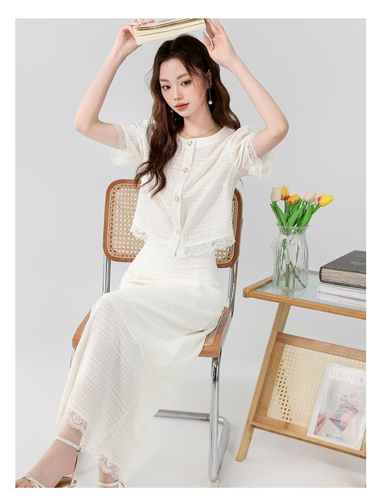 Product Introduction of Exclusive New High-End Dress 2025 Summer New Elegant Small Fragrance Style Heavy Lace Cover-Up Slimming Long Set Dress Luxury Women's Fashion 16