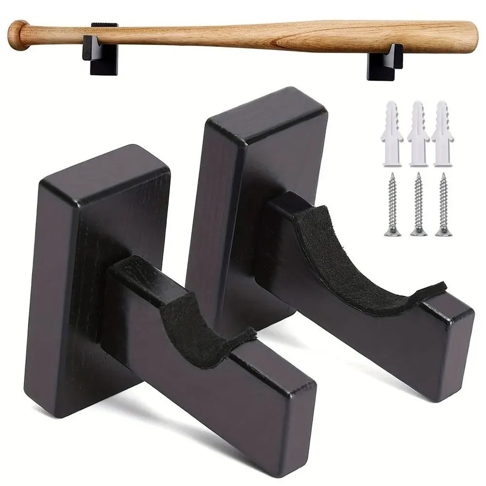 2Pcs New Display Rack Bracket Baseball Bat Holder Softball Bat with Screws Hockey Stick Stand Portable Wooden Wall Mount Hanger