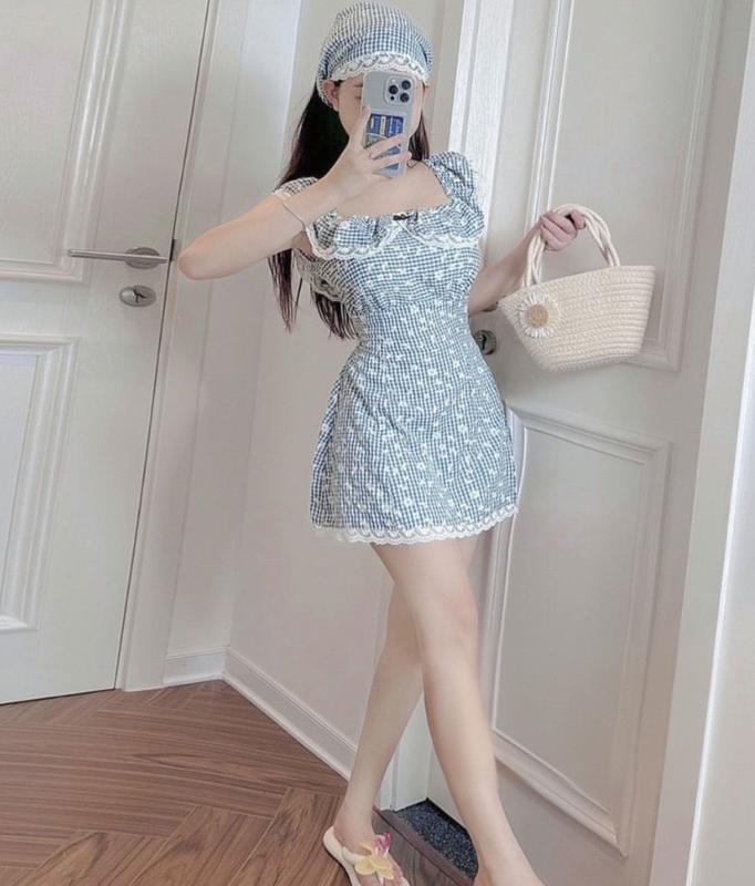 ĐẦM HOA NHÍ TRỄ VAI BIGSIZE 60KG - 90KG ( KÈM THÊM KHĂN ) Váy Nữ váy thường mặc