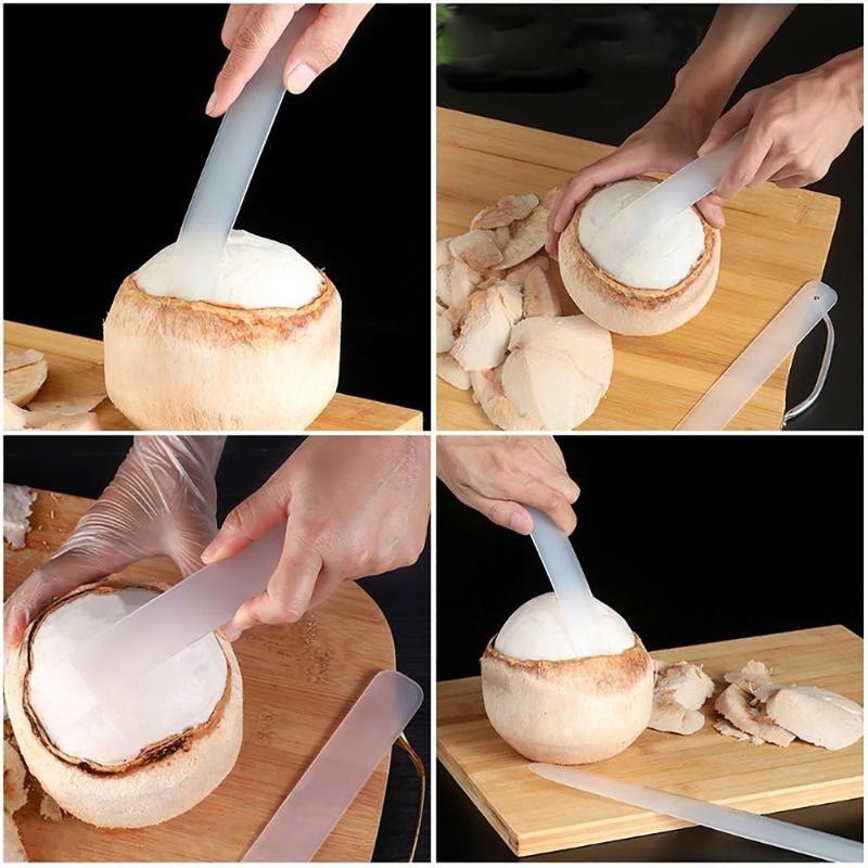 Product Introduction of 5Pcs Durable Long Handle Digging Coconut Tool Convenient Plastic Coconut Opener Soft Kitchen Gadget Extractor 21
