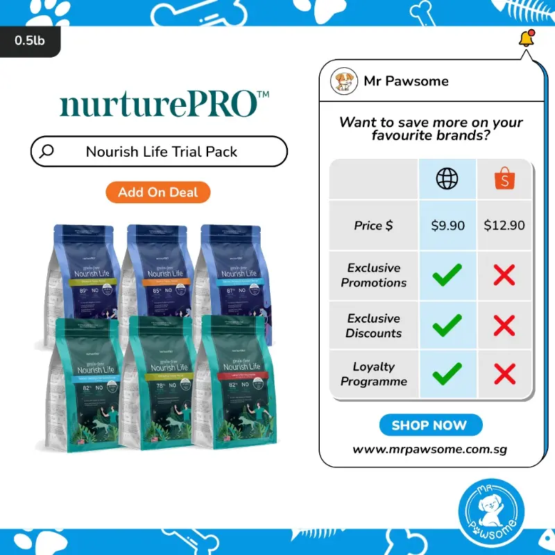 Original Product Nurture Pro Nourish Life Grain Free Cat/Dog Dry Food 0.5lb (Trial Pack)