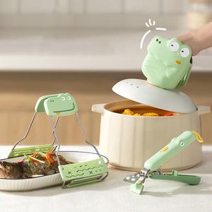 Klip anti-panas dinosaur, set penebat klip pinggan dan mangkuk tiga keping, mangkuk klip sayur kukus kukus Kitchenware Oven