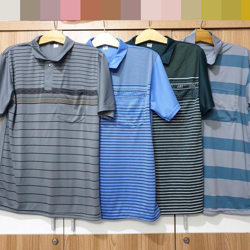 [COMBO 3 ÁO] Áo Thun Nam Trung Niên Có Túi Cổ Trụ Tay Ngắn Họa Tiết Kẻ Sọc, Chất Thun Mỏng Mát thông thường hàn quốc áo polo