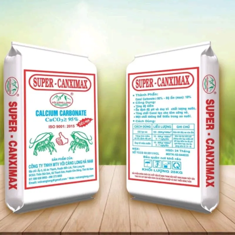 VÔI SUPER CANXI TÚI 3KG DÙNG CHO AO NUÔI THỦY SẢN TÔM, ỐC, CÁ