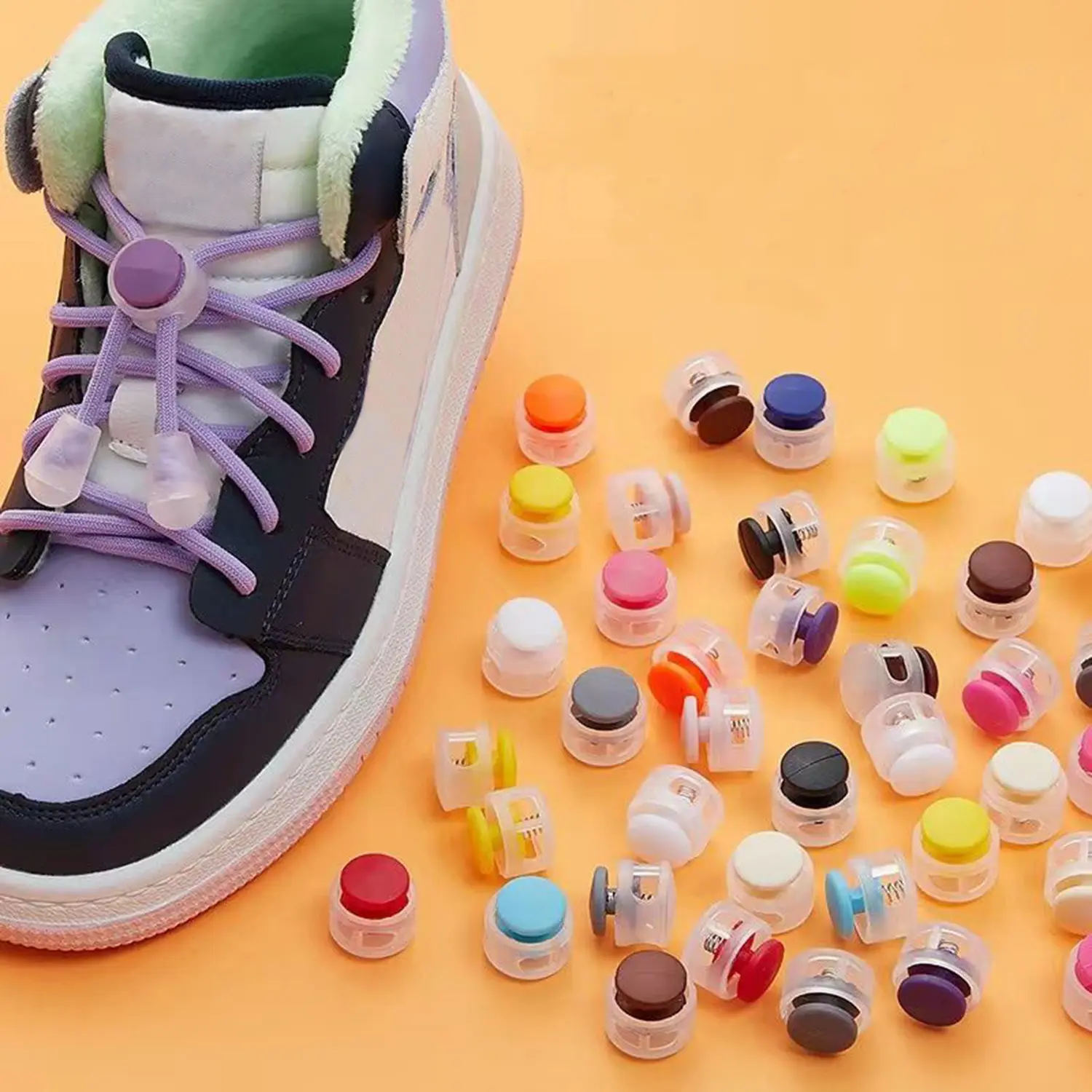 2 Buckles 4 Clips Lazy Round Sneaker Bread Shoe Laces Buckle Kids Adult No Tie Quick Shoelaces Buckle Shoes Accessories