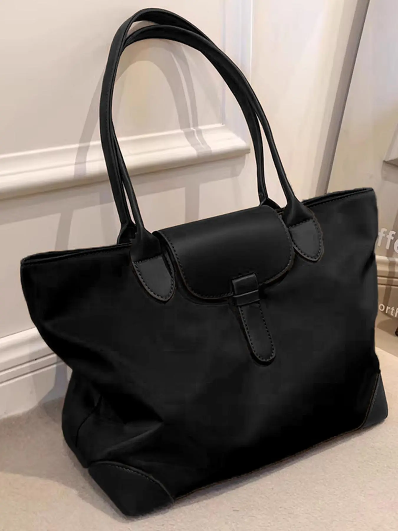 Women's Solid Color Large Capacity Tote Bag, Fashionable Casual Versatile Shoulder Bag for Daily Used, Trendy All-match Bag for Commuters and Students
