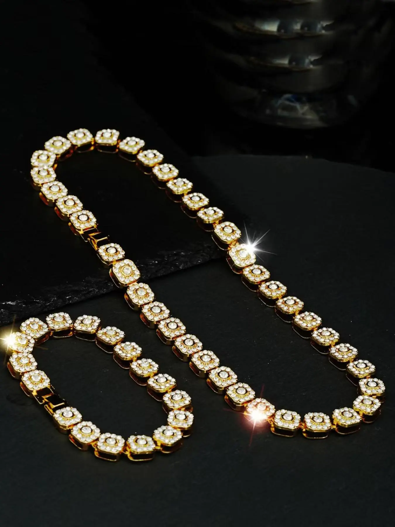 Rhinestone Decorated Necklace & Bracelet, Fashion Jewelry for Party, Daily Clothing Decor, Trendy All-match & Exquisite Jewelry for Birthday Gift