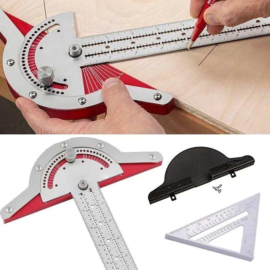 Thước Đo Góc Hai Cánh Tay Kim Loại 10/15/20 inch Chất Lượng Cao, Chống Mài Mòn, Sai Số Chưa Tới 1mm, Khắc Laser Chính Xác
