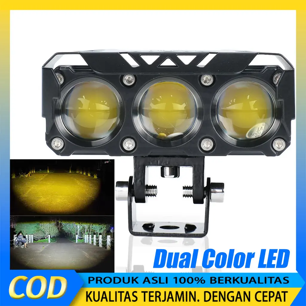 Lampu Tembak LED Foglamp CR7 150W 10000LM 3 Mata Laser Putih Kuning 2 Warna High Low Waterproof IP68 DC 9V–85V Universal Motor Mobil Trail Offroad Sorot Jauh Fokus Terang