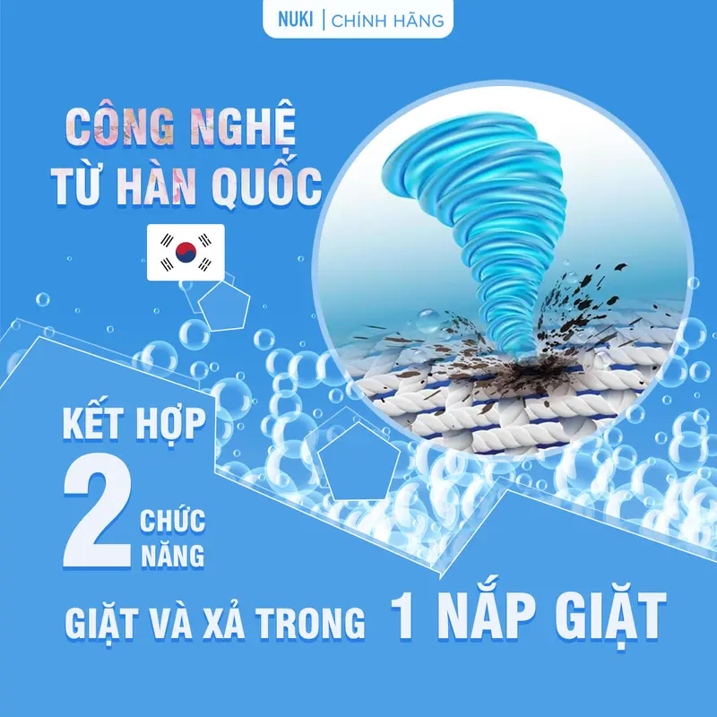 [MUA 2 Lớn TẶNG 2 Nhỏ] Túi nước giặt Hàn Quốc Nuki Blue 2kg - Hương Thảo Mộc, Hương Ngàn Hoa, Lưu hương dịu nhẹ - Làm Sạch 7