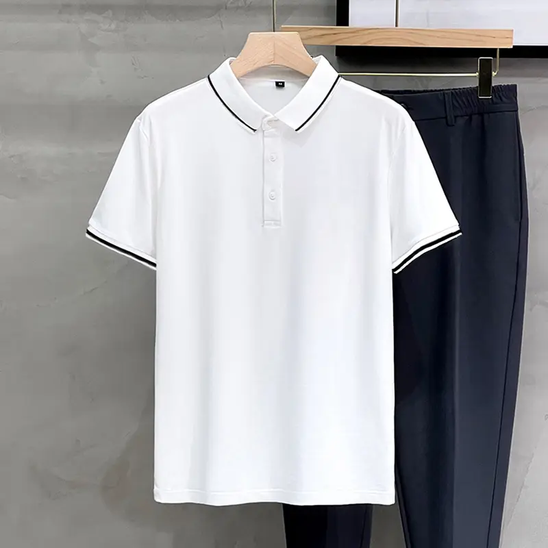 Áo polo nam phối sọc viền tay cổ nổi bật, vải cá sấu cotton form suông 7