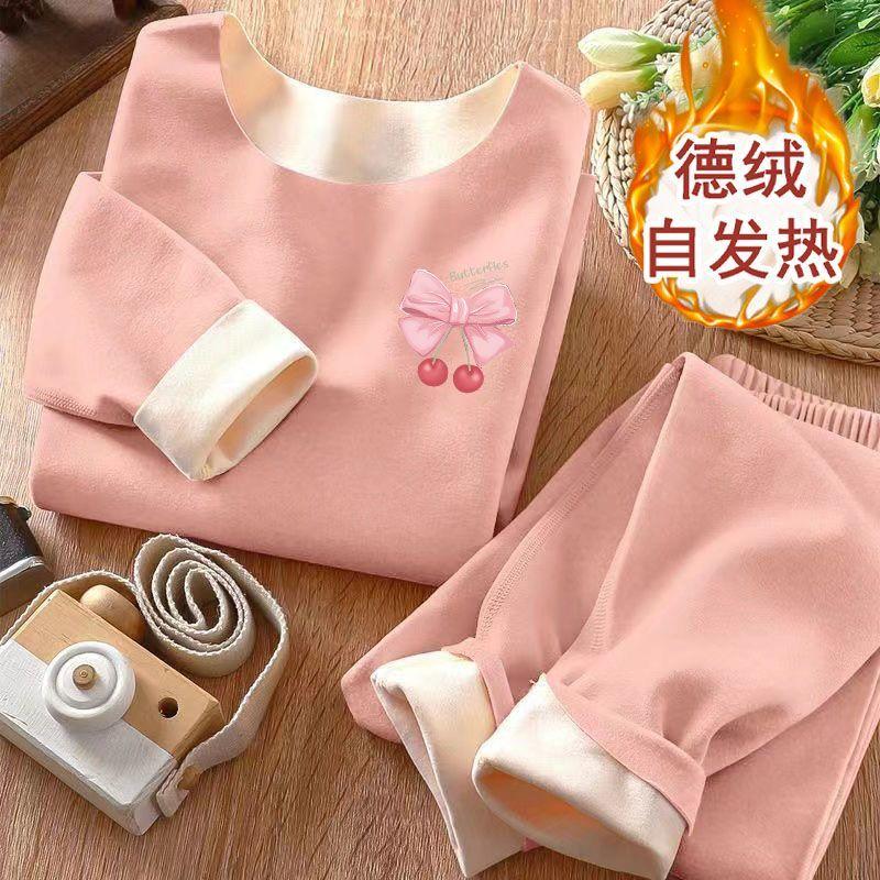Bộ Đồ Nhung Hai Mặt AB, Dành Cho Trẻ Em, Thích Hợp Cho Bé Trai Và Bé Gái, Đồ Lót Giữ Nhiệt Không Đường May, Dành Cho Trẻ Em Trung Bình Và Lớn, Đồ Lót Dài Johns, Bộ Hai Mảnh 6
