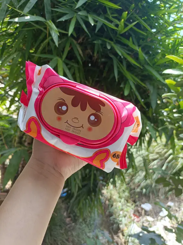 Thùng 10 gói khăn ướt Baby wipes 650 gram, gói to,khổ 15x20 vải bi dày dặn,khăn ướt không mùi Cho Bé Voi 4