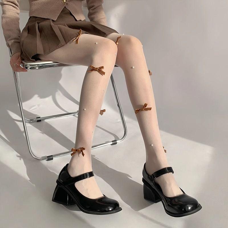 Tất Dài, Phong Cách Lolita Nhật Bản, Siêu Mỏng, Có Chi Tiết Nơ Nữ quần rách xoài phạm lưới đón chú 8