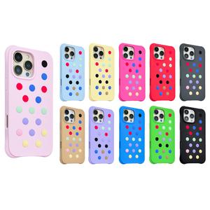 เคสโทรศัพท์ซิลิโคนนิ่ม, พื้นผิวพรีเมี่ยม, การออกแบบรู DIY ของ , บล็อกสีโดปามีน, อุปกรณ์เสริมลูกปัดคละสี, หนาและกันกระแทกสี่มุม, กันลื่น, เข้ากันได้กับ iPhone 16, 15, 14, 13, Pro Max