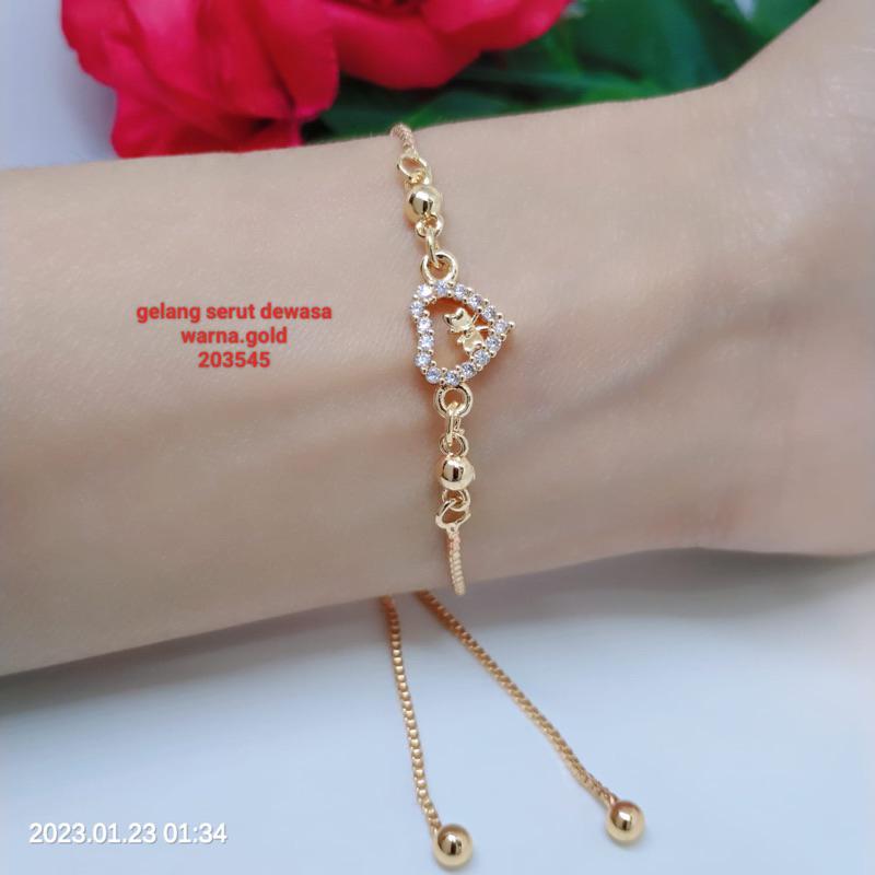 Gelang Serut Titanium Tembaga Rodium Perhiasan Emas Terlaris Termurah Tidak Mudah Luntur G16-GS1 7