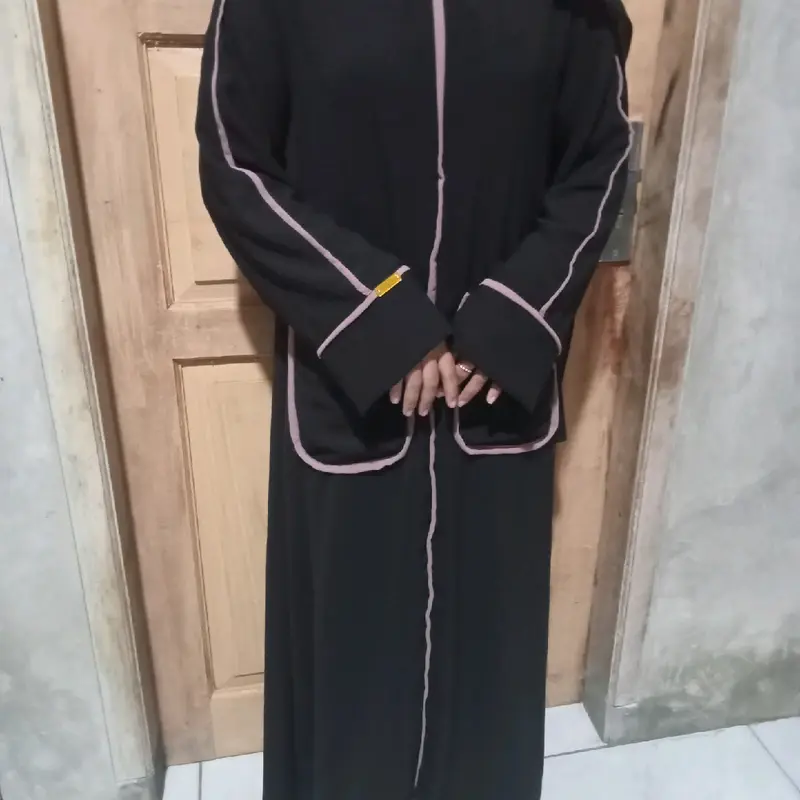 DAILY ABAYA TURQY LISTBAL SAKU / ABAYA HITAM Setrip Polos Hitam Setrip Putih Lembut 4
