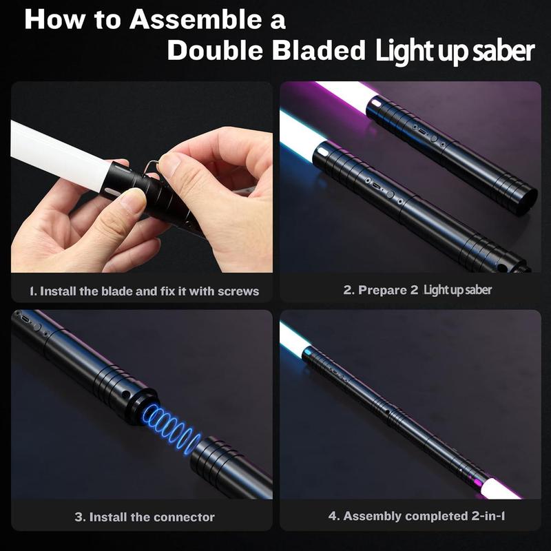 Rechargeable Light Saber, 1 Count/2 Counts Metal Handle Light Saber with 15 Lighting Modes, Cosplay Light Saber for Men & Women, Stocking Fillers Gift 5