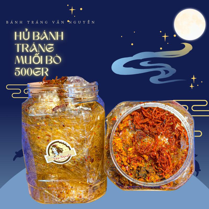 HỦ 500GR Bánh Tráng Trộn Muối Bò Cay Ăn Vặt. Bánh Tráng Vân Nguyễn Food Snack