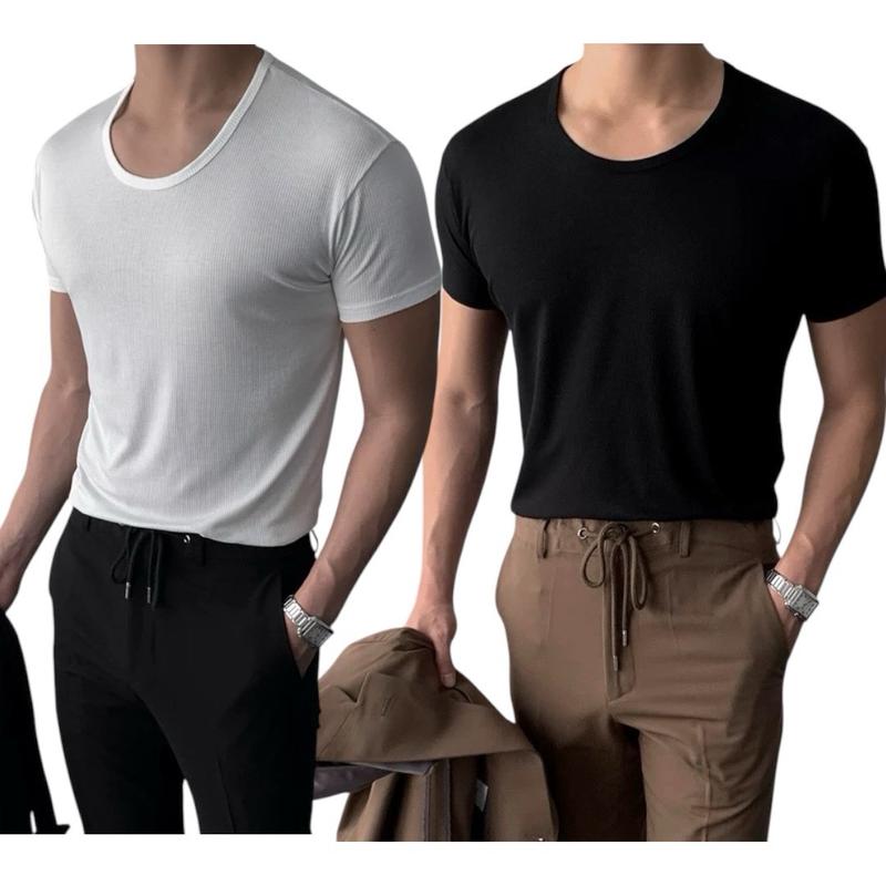 Áo thun body cổ rộng,vải gân tăm lạnh mặc mát,co giãn đàn hồi [Mã 66]  Menswear Nam