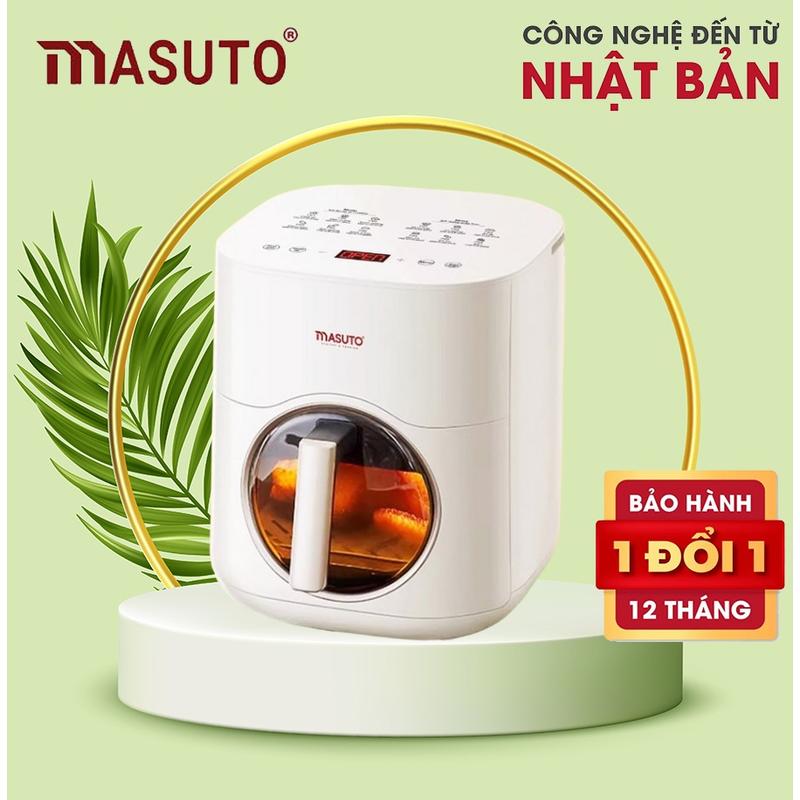 Nồi chiên không dầu Masuto MSQueen 6L màn hình cảm ứng công nghệ đốt 2 tầng đối lưu không cần trở lật ba rọi