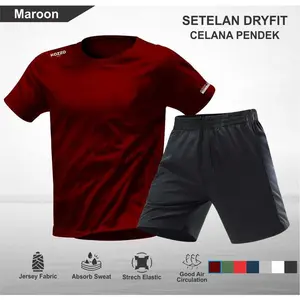 Setelan Running Kozzo – Baju Olahraga Pria Kaos Dry Fit dan Celana Pendek Sport Tanpa Saku