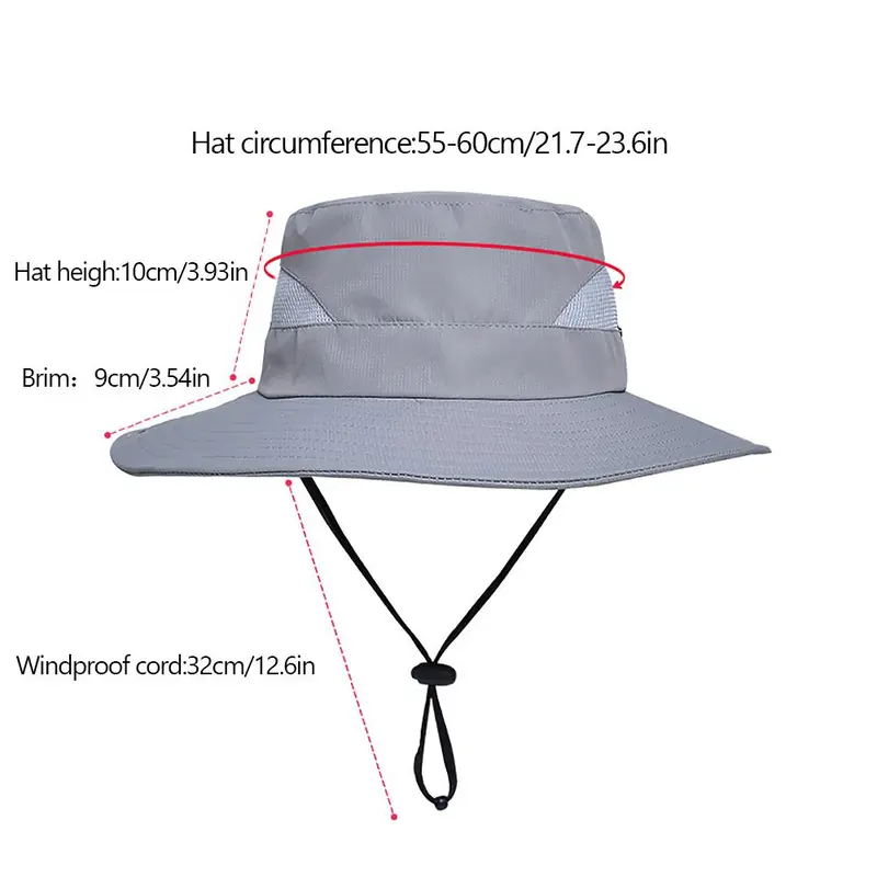 Unisex Outdoor Sun Hat, Wide Brim Sun Hat with Adjustable Rope, Waterproof & Sun Protection Hat for Fishing Hiking Camping Adventure 1