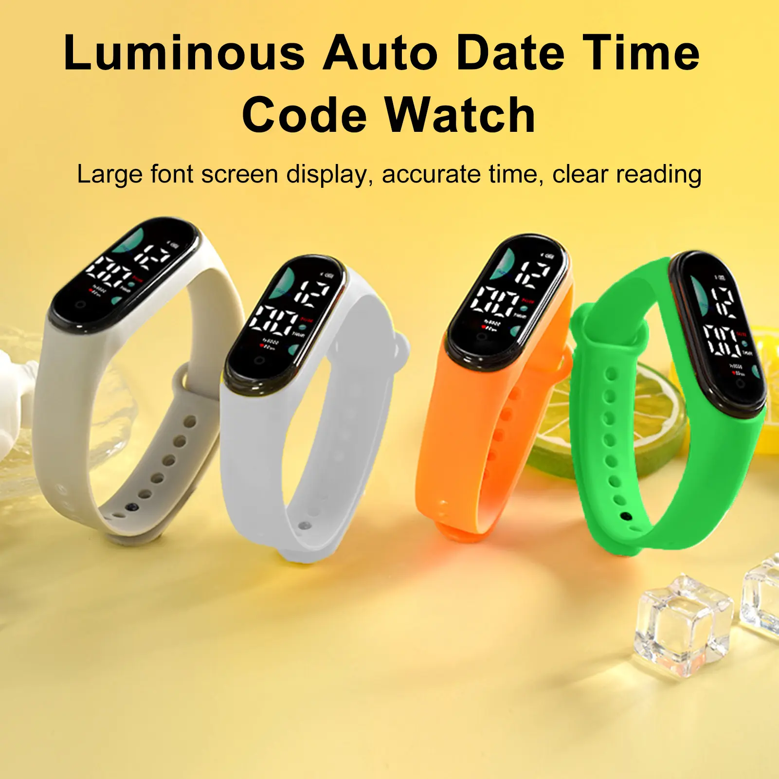 Jam Tangan Elektronik Kanak-kanak, Gaya Sukan, Kalis Air, Skrin Fon Besar, Paparan LED, Berkilau, Tarikh Auto, Kalendar Penuh, Jam Tangan Digital