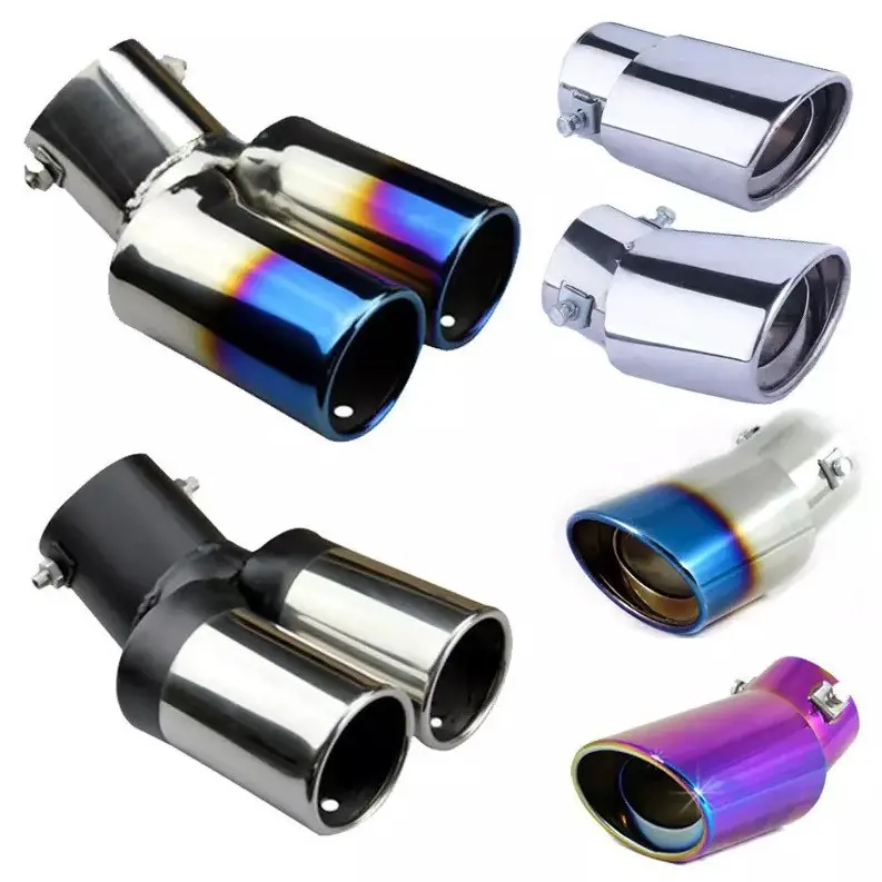 Car round exhaust muffler tip stainless steel pipe chrome trim modified exause tail pipe car rear wheel exhaust pipe