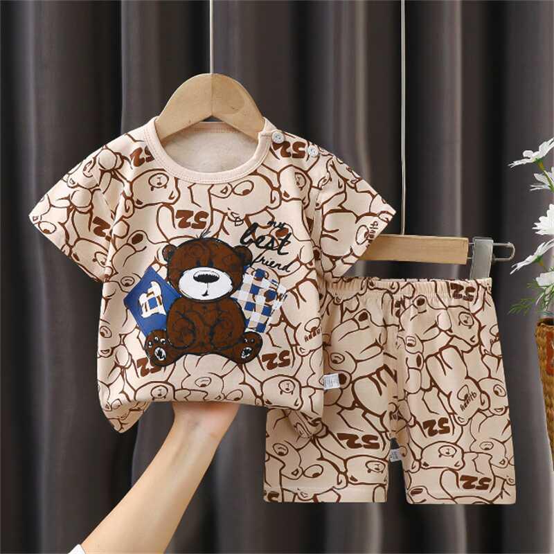 Product Introduction of Xiaozhima Fashion Boy Clothing Set Cartoon Car Vehicles Animals Pattern Summer Short Sleeves T shirt and Shorts Kids Boys Girls Clothes Sets Korean Style Outfits For 0 7 Years 0