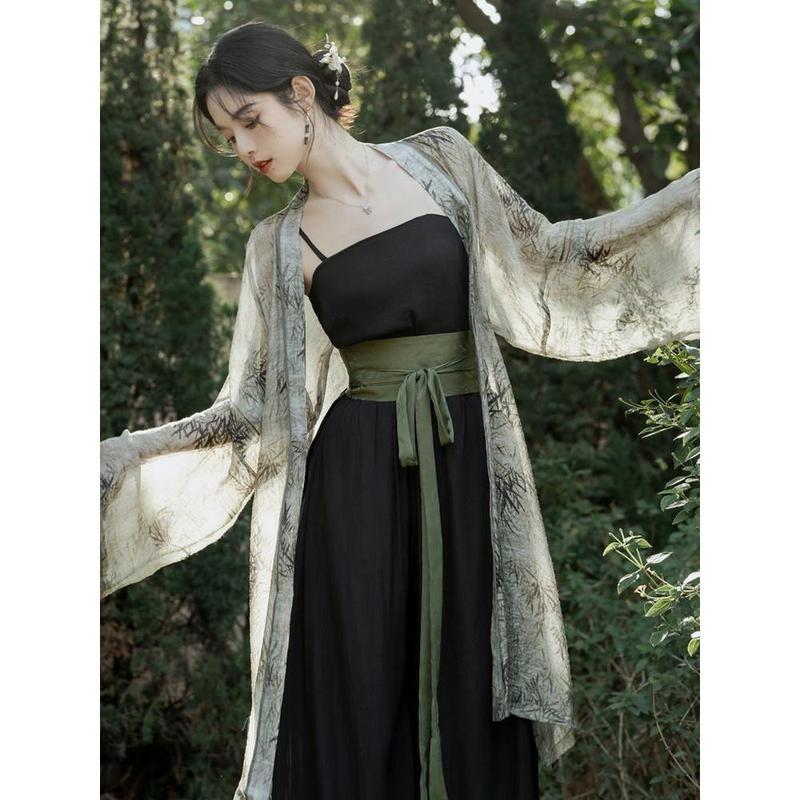 New Chinese Style Han Chinese Clothing Suits Placket Long Cardigan Pants Three-Piece Suit Daily Commute Leisure Comfortable 0