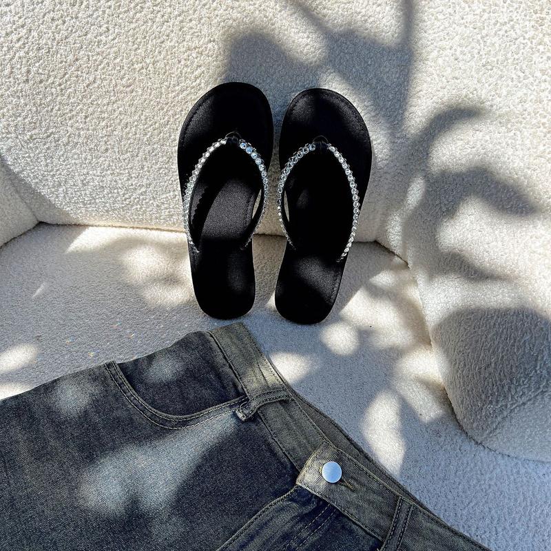 Gạo.Shoes - 35-42 Dép Tông Kẹp Mũi Tròn Cho Nữ Dây Đá To Sáng Đế Chống Trơn Trượt.