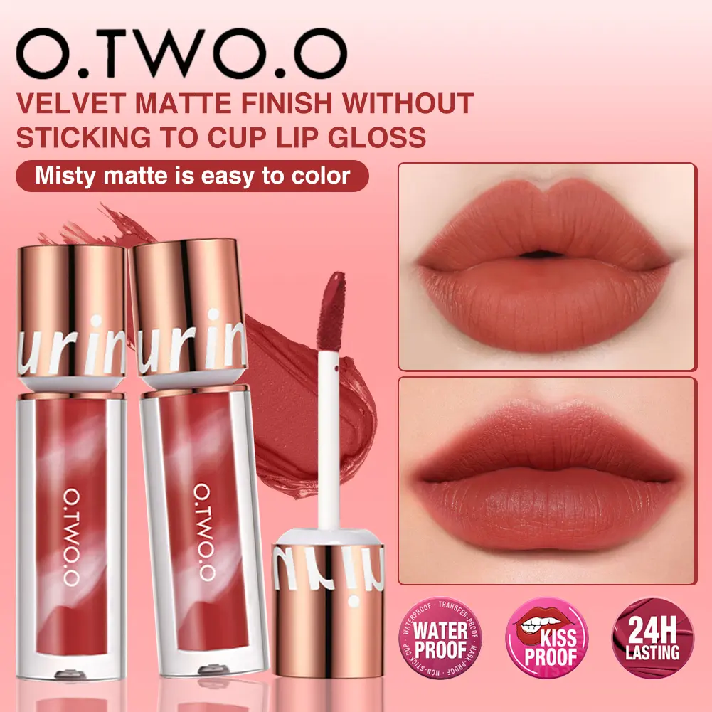 O.TWO.O Matte Velvet Lipstick Moisturizing Non-drying White Lip Glaze Color Holding Lip Gloss Makeup Silky Y-Q