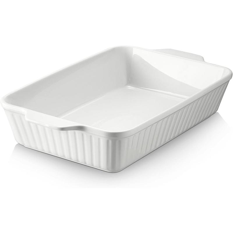 TikTok Shop Casserole Dish 9x13 Ceramic Baking Dish Large Lasagna Pan Deep for Oven 4.2 Quarts Baking Pan with Handles Oven Safe and Durable Bakeware for Lasagna Wedding Gift White