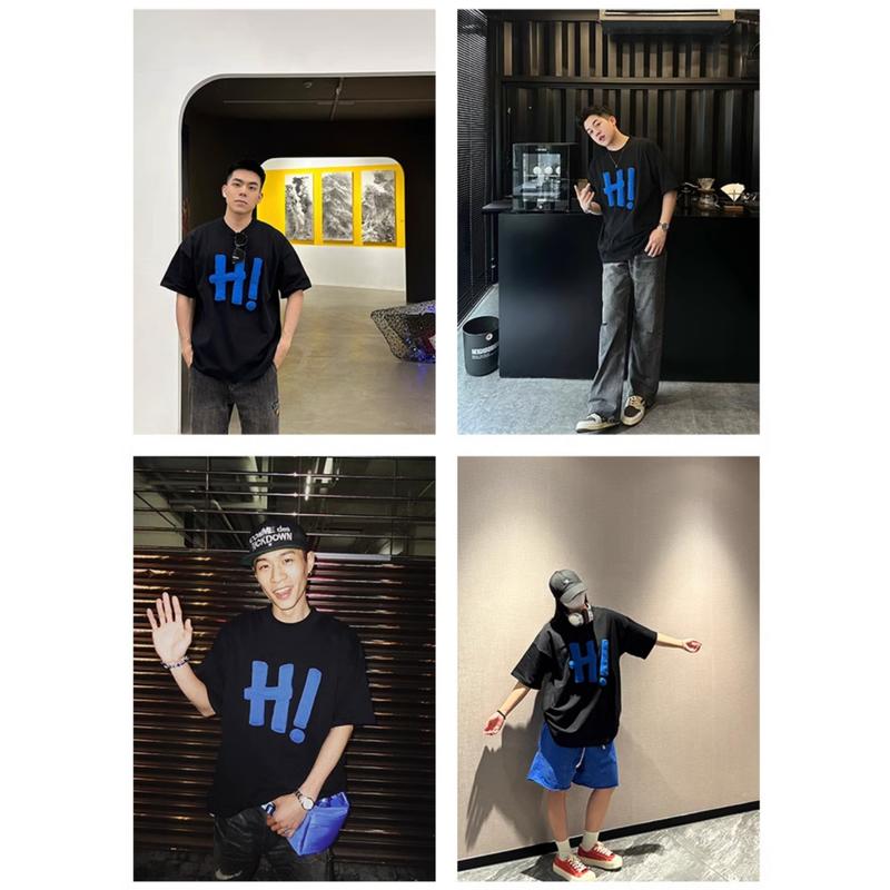 Áo Thun Nam Họa Tiết Nổi Chữ Hi HeiLit Phông Tay Lỡ Chất Vải Cotton Co Giãn Chuẩn Form Unisex 3