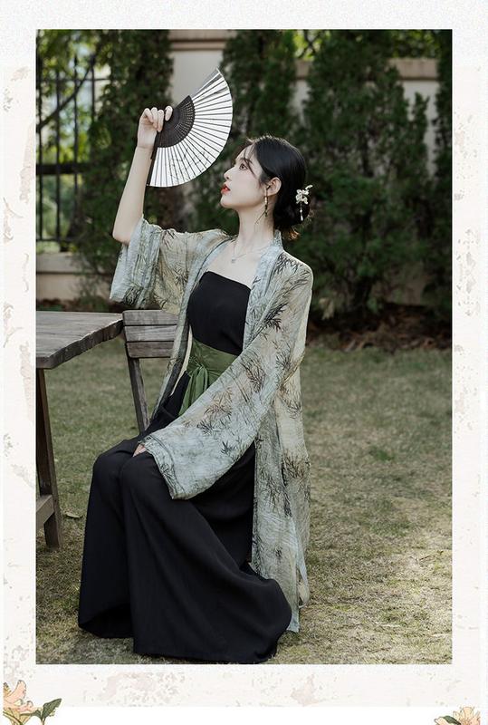 Product Introduction of New Chinese Style Han Chinese Clothing Suits Placket Long Cardigan Pants Three-Piece Suit Daily Commute Leisure Comfortable 13