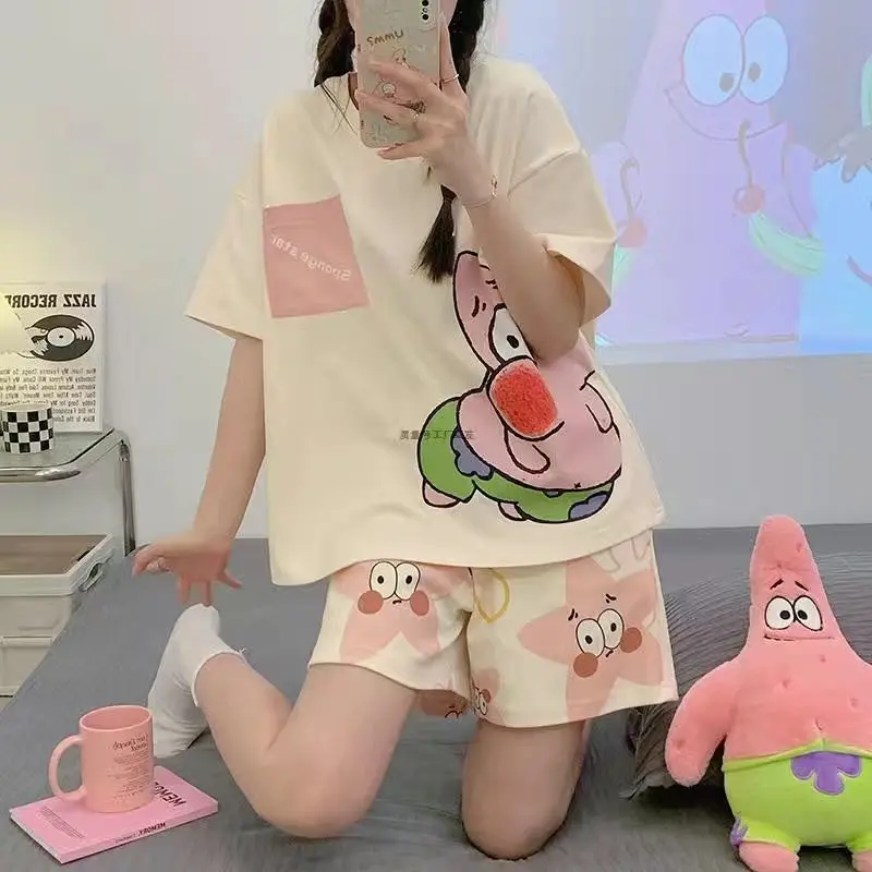 Bộ Đồ Ngủ Nữ, ngắn Tay Mùa Hè, Phong Cách Ins Dễ Thương Hàn Quốc, Bộ Đồ Ngủ Nữ Sinh Viên, Bộ Đồ Ngủ Hai Mảnh, Có Thể Mặc Ngoài Trời, Người Nổi Tiếng Trên Internet, Dành Cho Nữ