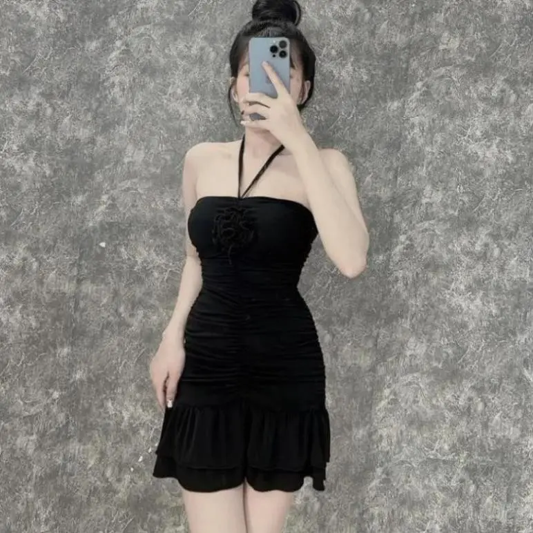 Đầm Body Nữ 2 Dây Nhỏ Chéo Nhúm Eo Ôm Hack Dáng, Váy Nữ Dáng Ngắn Đi Tiệc Đi Chơi Sexy D127 Nines 2