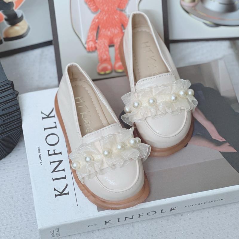 Giày lười cho bé gái-giày đốc voan ngọc phom to giày đốc 01 Len Sandal